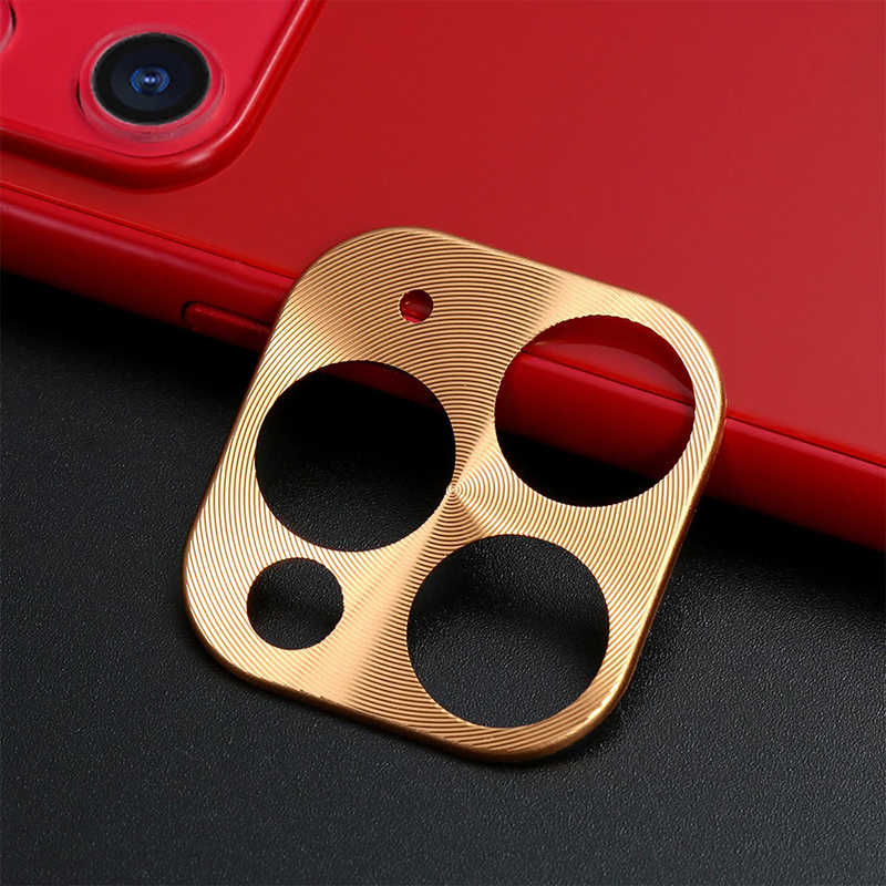 iPhone Uyumlu 11 Pro Tuhatu Metal Kamera Koruyucu-Gold