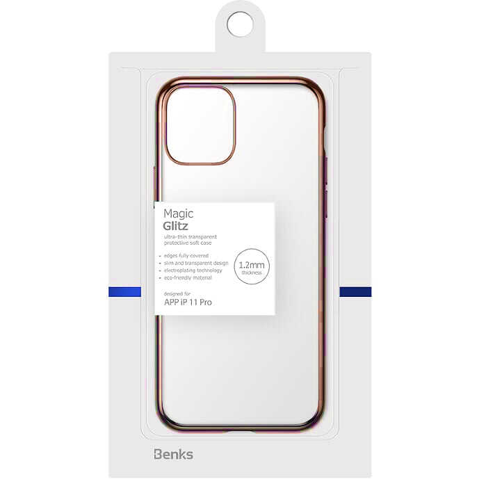 iPhone Uyumlu 11 Pro Benks Magic Glitz Ultra-Thin Transparent Protective Soft Kapak-Rose gold