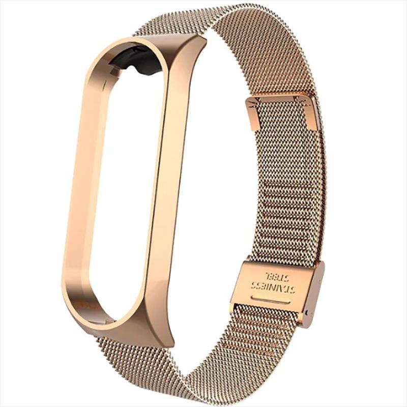 Xiaomi Uyumlu Mi Band 3 KRD-06 Metal Kordon-Gold