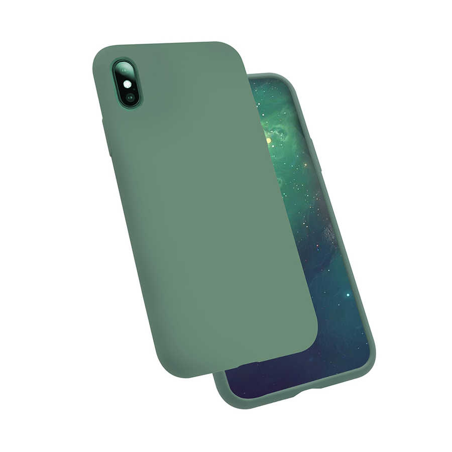 iPhone Uyumlu X Kılıf Tuhatu Silk Silikon-Koyu yeşil