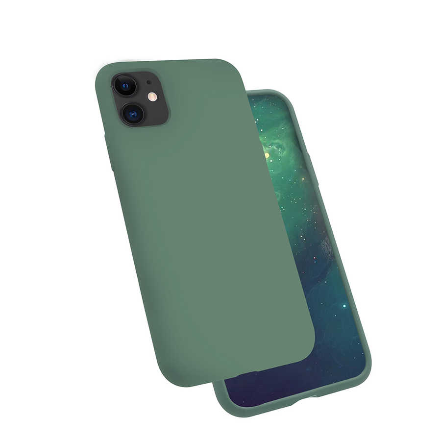 iPhone Uyumlu 11 Kılıf Tuhatu Silk Silikon-Koyu yeşil