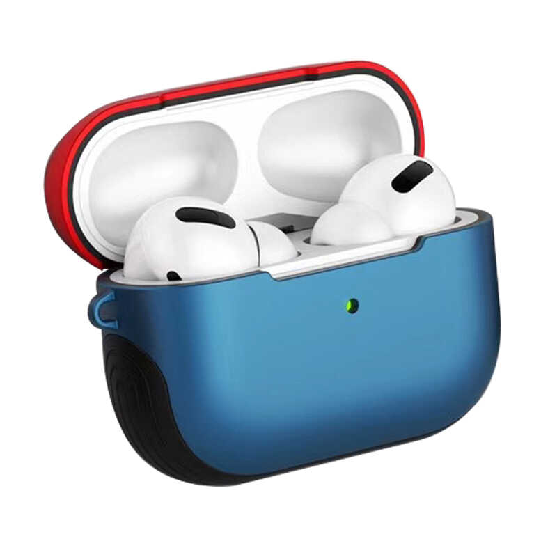 Airpods Uyumlu Pro Kılıf Tuhatu Shockproof Silikon-Mavi-kırmızı