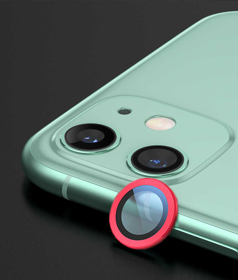 iPhone Uyumlu 11 Tuhatu CL-01 Kamera Lens Koruyucu-Kırmızı