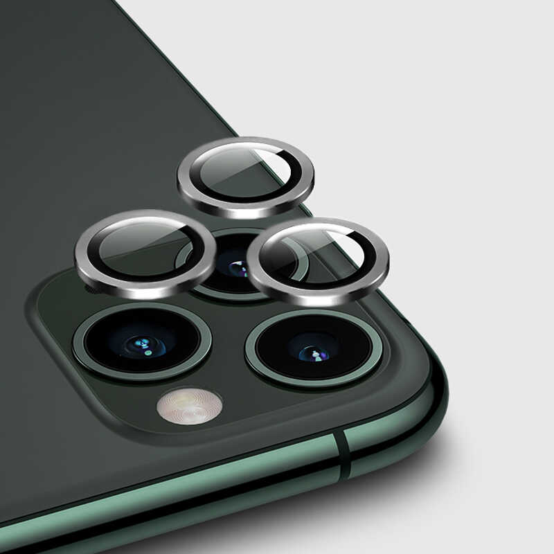 iPhone Uyumlu 11 Pro Tuhatu CL-02 Kamera Lens Koruyucu-Gümüş