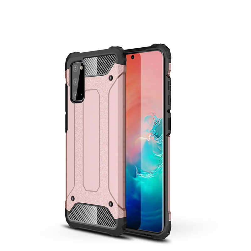 Galaxy Uyumlu S20 Kılıf Tuhatu Crash Silikon Kapak-Rose gold