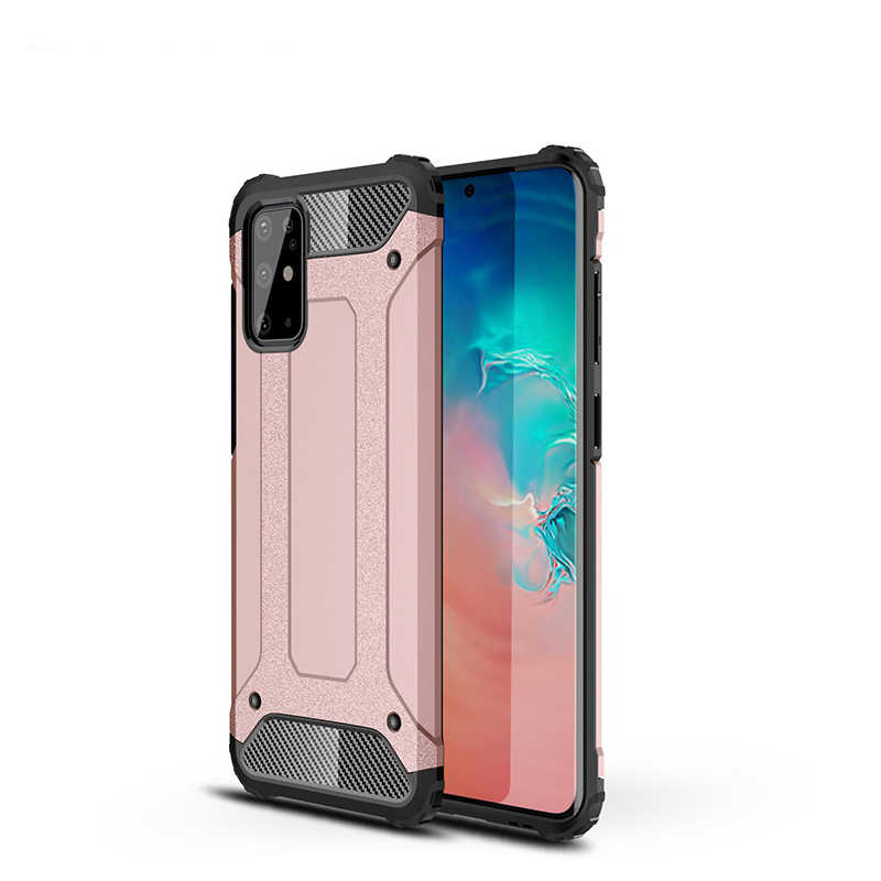 Galaxy Uyumlu S20 Plus Kılıf Tuhatu Crash Silikon Kapak-Rose gold