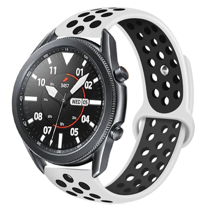 Gear S3 (22mm) Dama Silikon Kordon-Beyaz-siyah