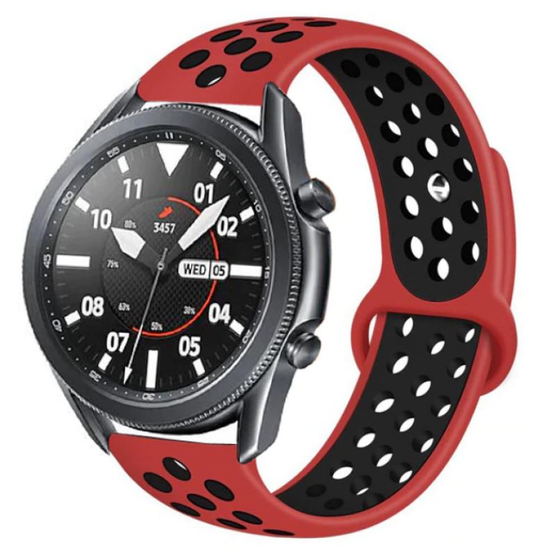 Gear S3 (22mm) Dama Silikon Kordon-Kırmızı-siyah