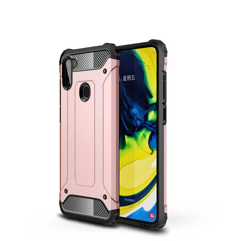 Galaxy Uyumlu A11 Kılıf Tuhatu Crash Silikon Kapak-Rose gold