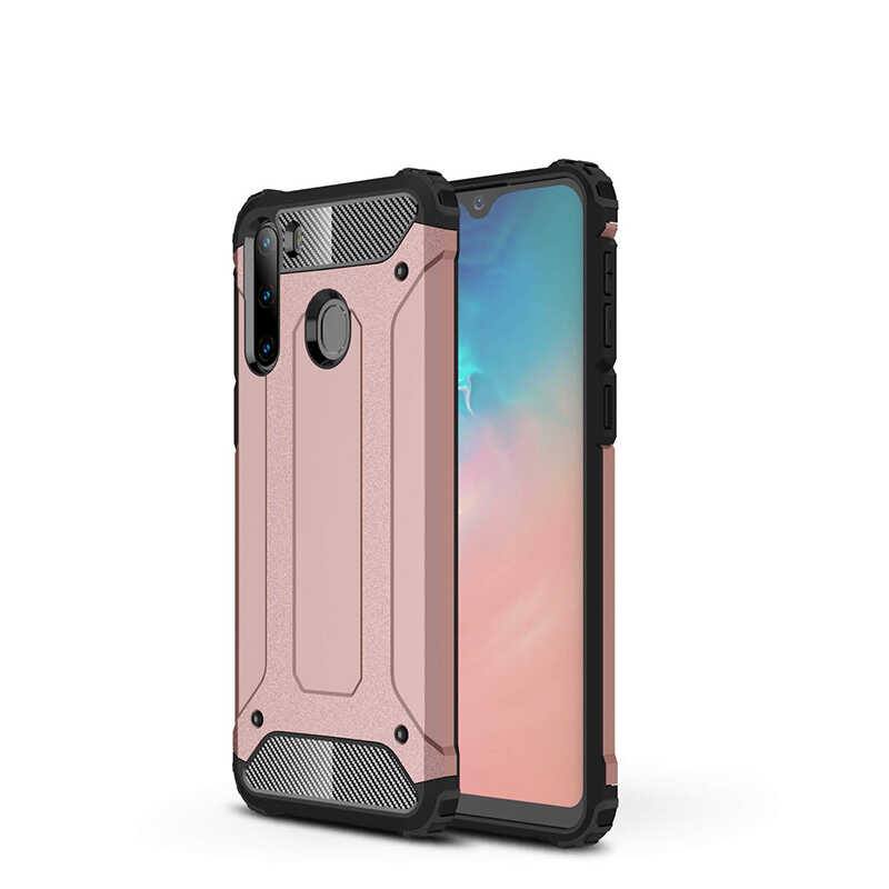 Galaxy Uyumlu A21 Kılıf Tuhatu Crash Silikon Kapak-Rose gold