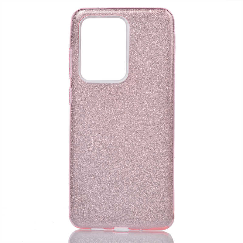 Galaxy Uyumlu S20 Ultra Kılıf Tuhatu Shining Silikon-Rose gold