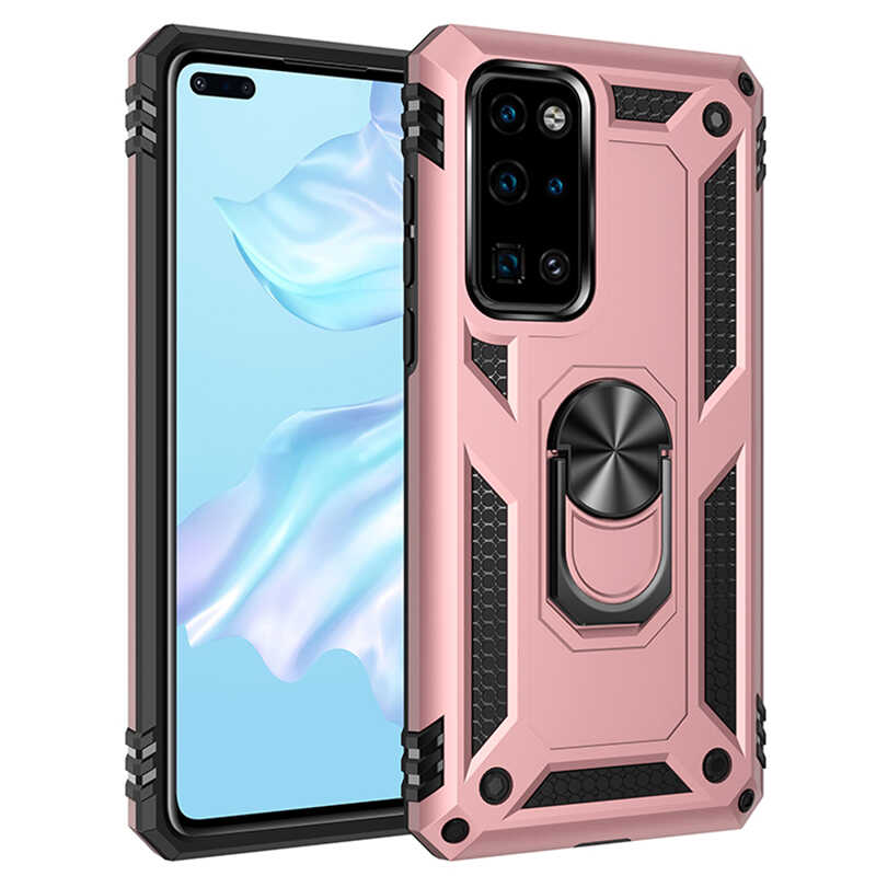 Huawei Uyumlu P40 Kılıf Tuhatu Tank Kapak-Rose gold