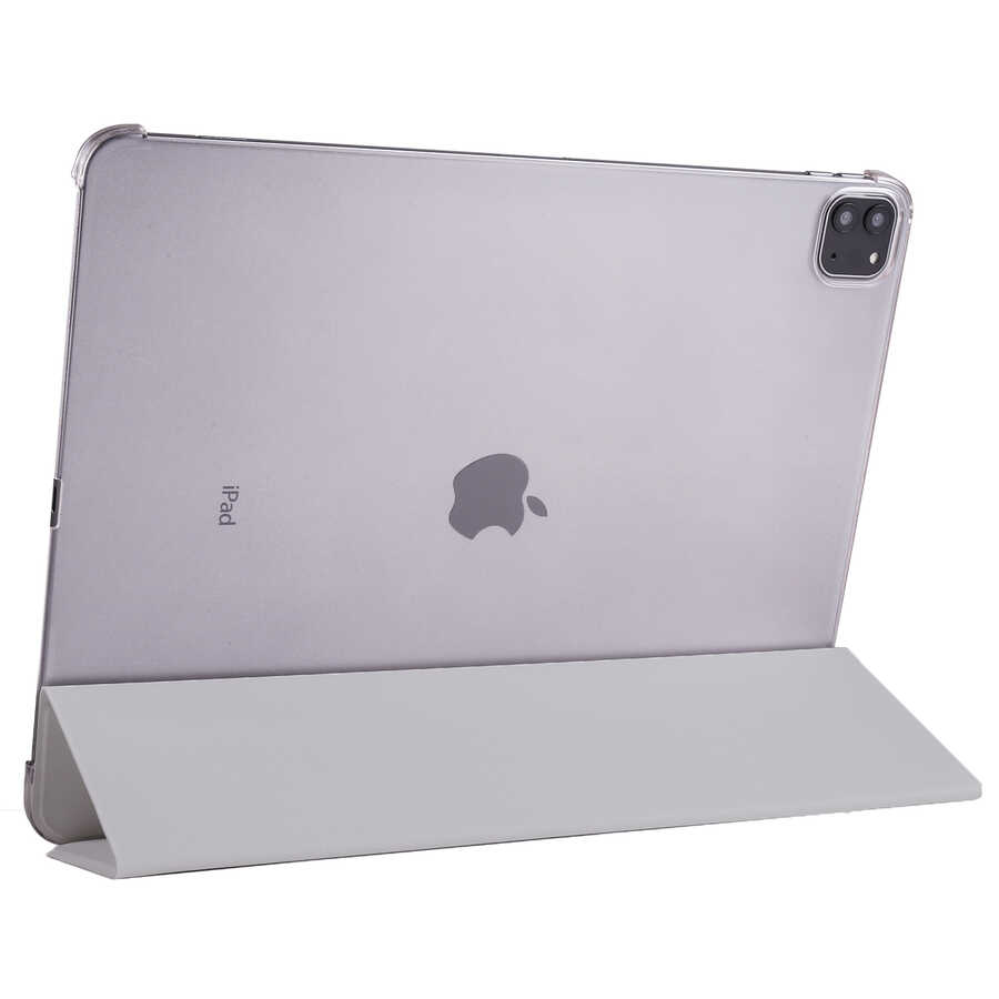 iPad Uyumlu Pro 12.9 2020 (4.Nesil) Tuhatu Smart Kapak Standlı 1-1 Kılıf-Gri