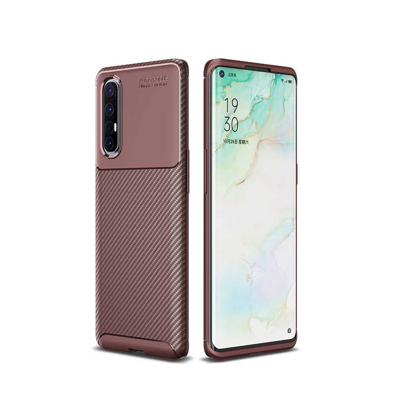 Oppo Reno 3 Pro 5G Kılıf Tuhatu Garavel Silikon Kapak-Kahverengi