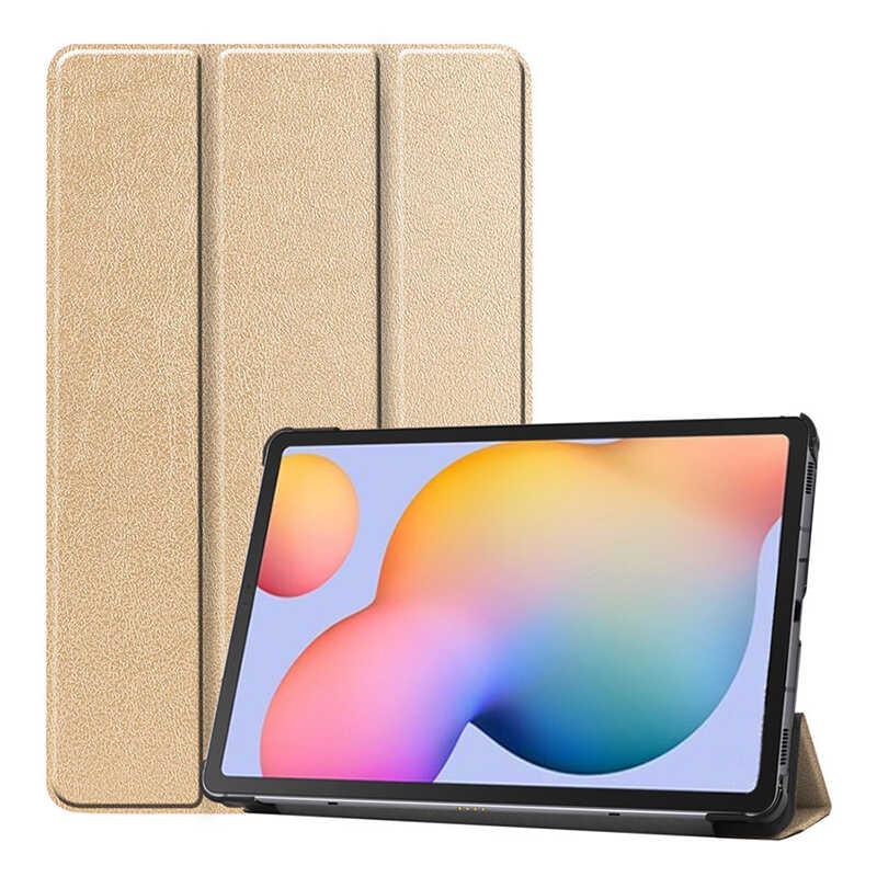 Galaxy Uyumlu Tab S6 Lite P610 Tuhatu Smart Kapak Standlı 1-1 Kılıf-Gold