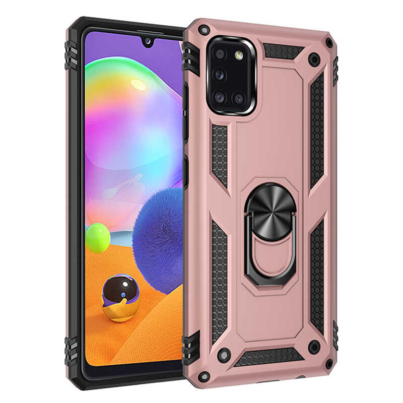 Galaxy Uyumlu A31 Kılıf Tuhatu Tank Kapak-Rose gold