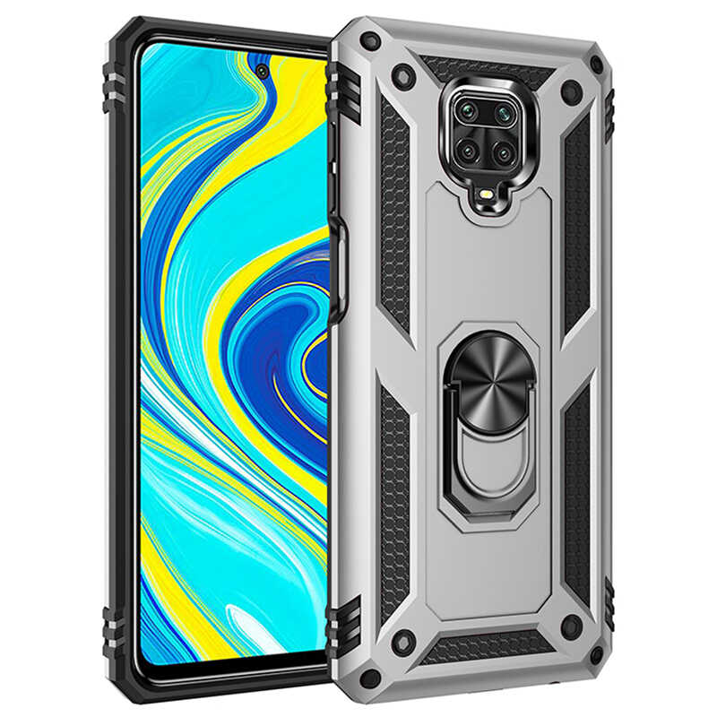 Xiaomi Uyumlu Redmi Note 9S Kılıf Tuhatu Tank Kapak-Gri