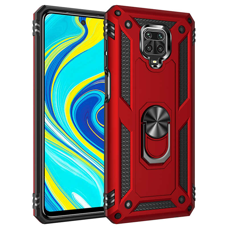 Xiaomi Uyumlu Redmi Note 9S Kılıf Tuhatu Tank Kapak-Kırmızı