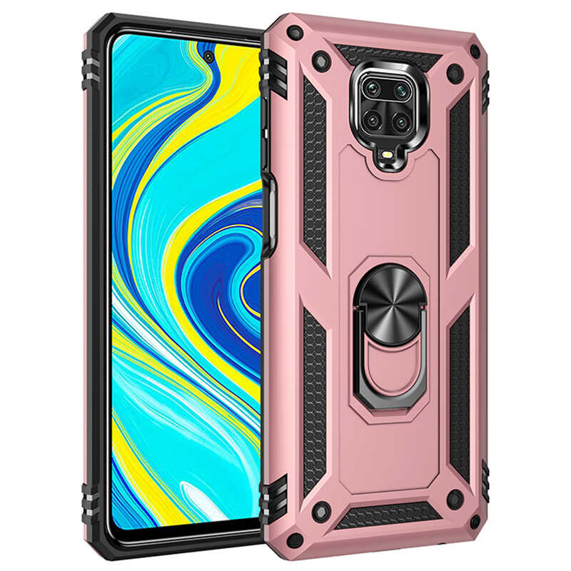 Xiaomi Uyumlu Redmi Note 9S Kılıf Tuhatu Tank Kapak-Rose gold