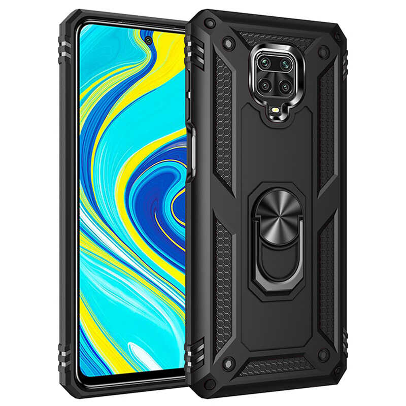 Xiaomi Uyumlu Redmi Note 9S Kılıf Tuhatu Tank Kapak-Siyah