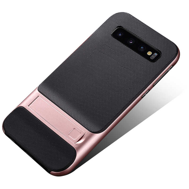 Galaxy Uyumlu S10E Kılıf Tuhatu Standlı Verus Kapak-Rose gold