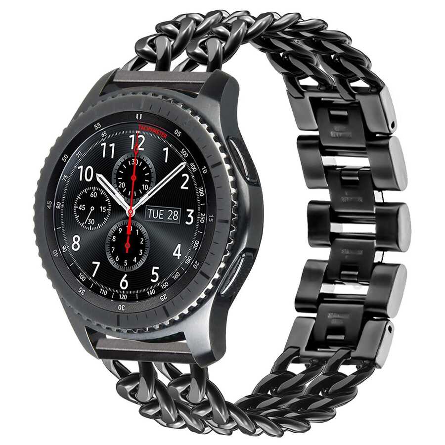 ​​Galaxy Uyumlu Watch 46mm (22mm) KRD-17 Metal Kordon-Siyah