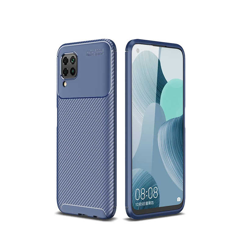 Huawei Uyumlu P40 Lite Kılıf Tuhatu Garavel Silikon Kapak-Lacivert