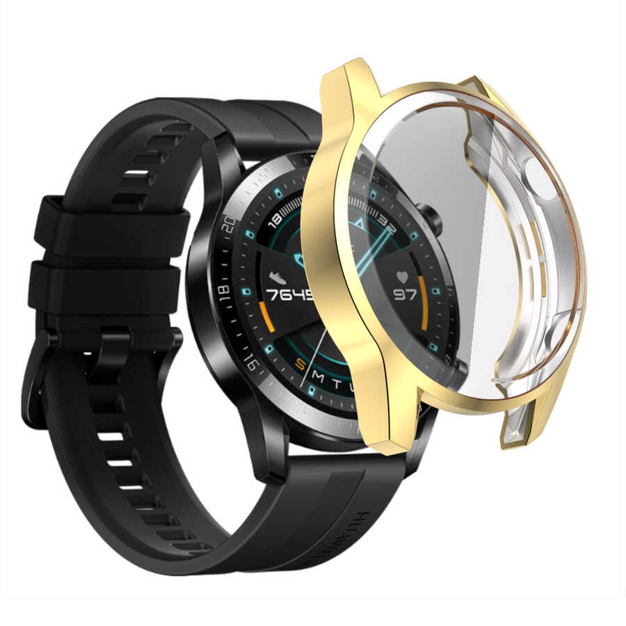 Huawei Uyumlu GT2 46mm Tuhatu Watch Gard 02 Ekran Koruyucu-Gold