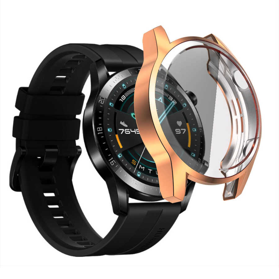 Huawei Uyumlu GT2 46mm Tuhatu Watch Gard 02 Ekran Koruyucu-Rose gold