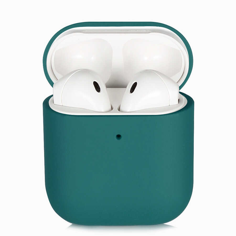 Airpods Uyumlu Kılıf Tuhatu Silk Silikon-Koyu yeşil