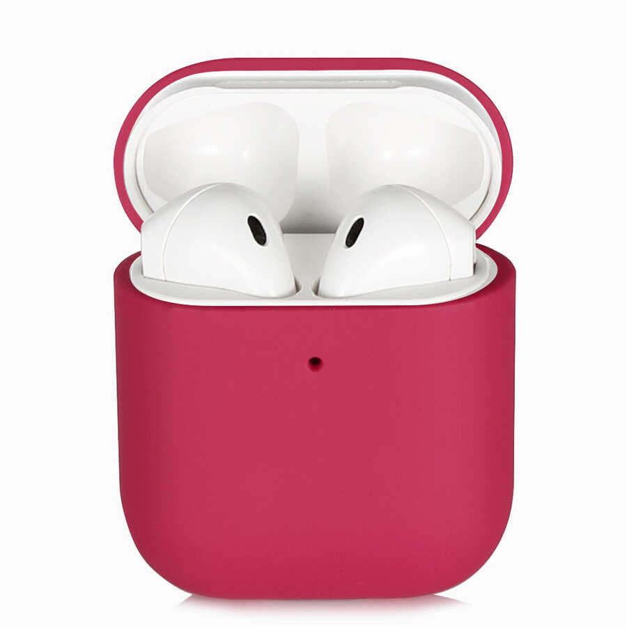 Airpods Uyumlu Kılıf Tuhatu Silk Silikon-Pembe koyu