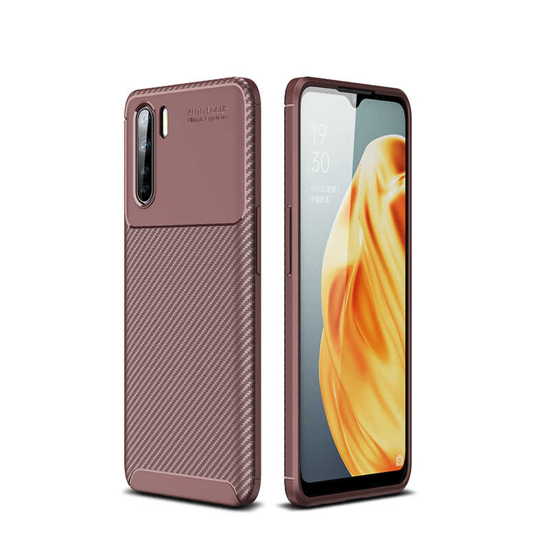 Oppo Reno 3 Kılıf Tuhatu Garavel Silikon Kapak-Kahverengi