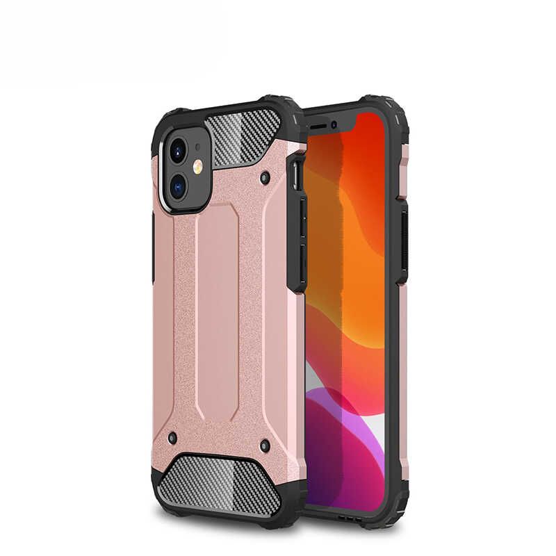 iPhone Uyumlu 12 Mini Kılıf Tuhatu Crash Silikon Kapak-Rose gold