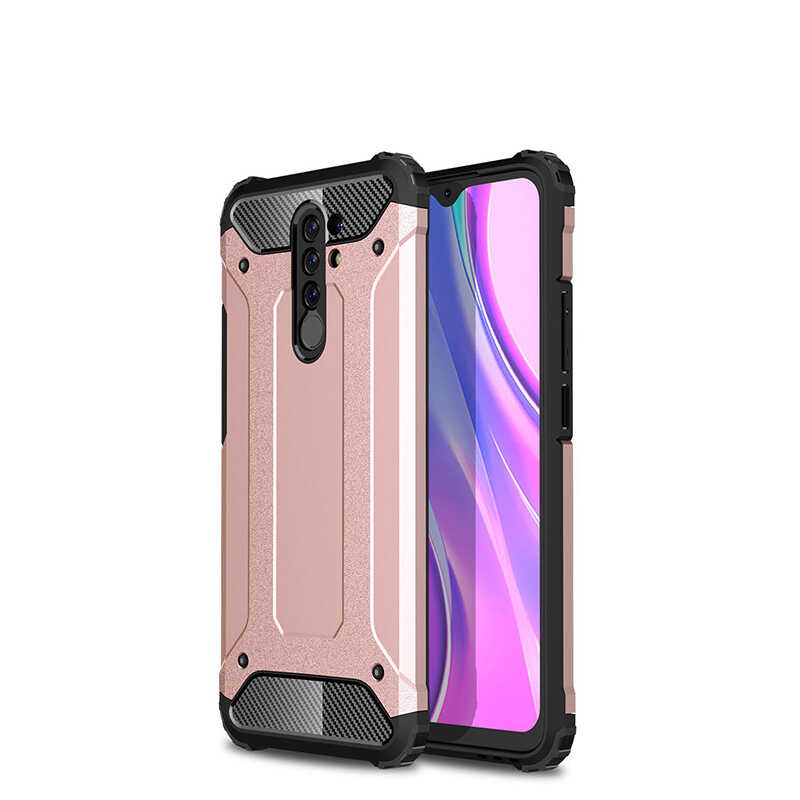 Xiaomi Uyumlu Redmi 9 Kılıf Tuhatu Crash Silikon Kapak-Rose gold