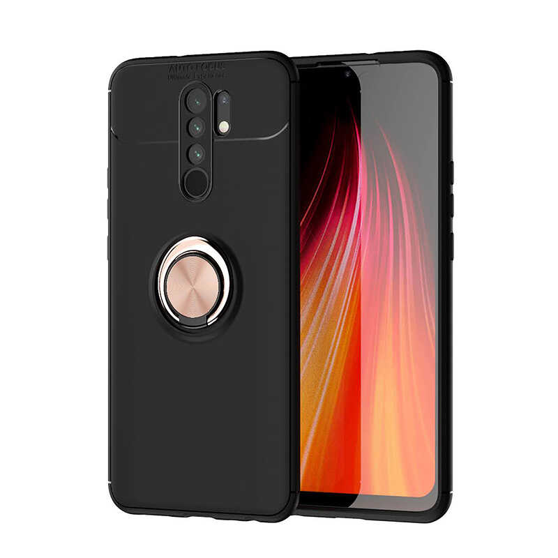 Xiaomi Uyumlu Redmi 9 Kılıf Tuhatu Ravel Silikon Kapak-Siyah-rose gold