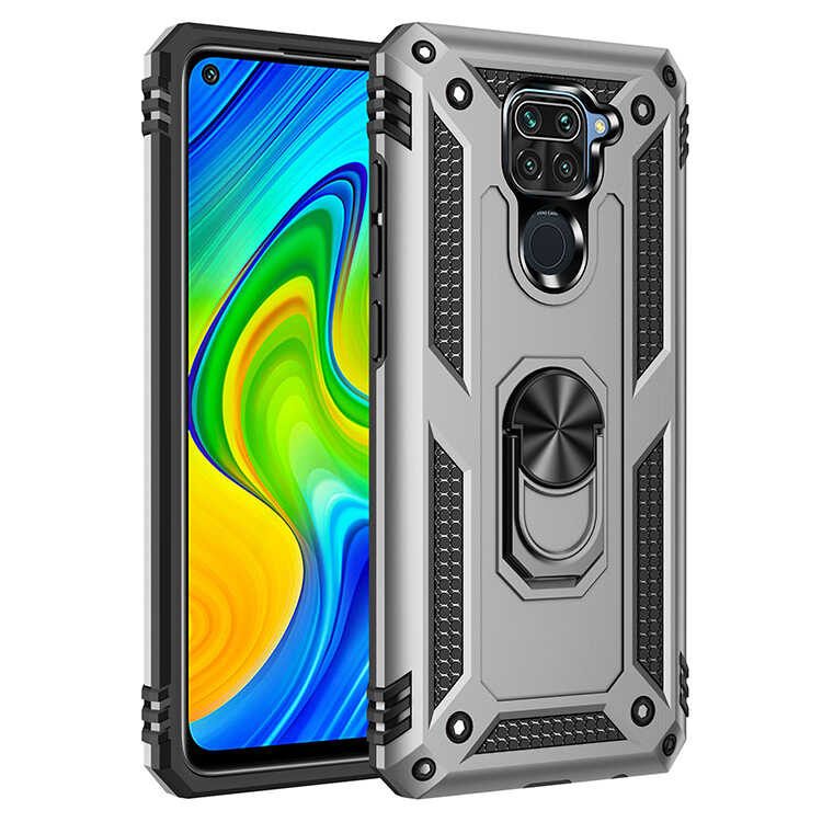 Xiaomi Uyumlu Redmi Note 9 Kılıf Tuhatu Tank Kapak-Gri