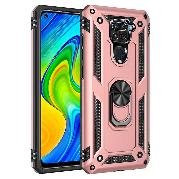 Xiaomi Uyumlu Redmi Note 9 Kılıf Tuhatu Tank Kapak-Rose gold