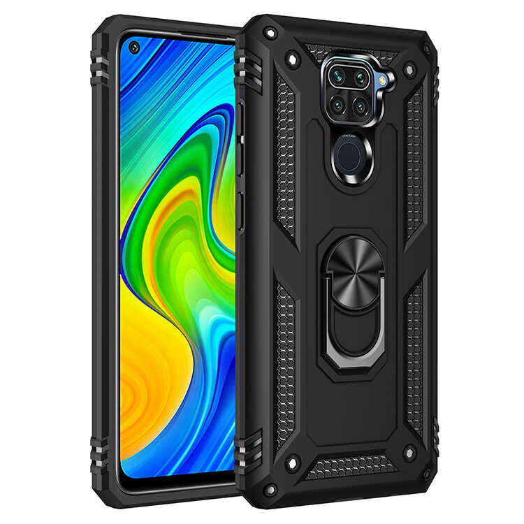 Xiaomi Uyumlu Redmi Note 9 Kılıf Tuhatu Tank Kapak-Siyah