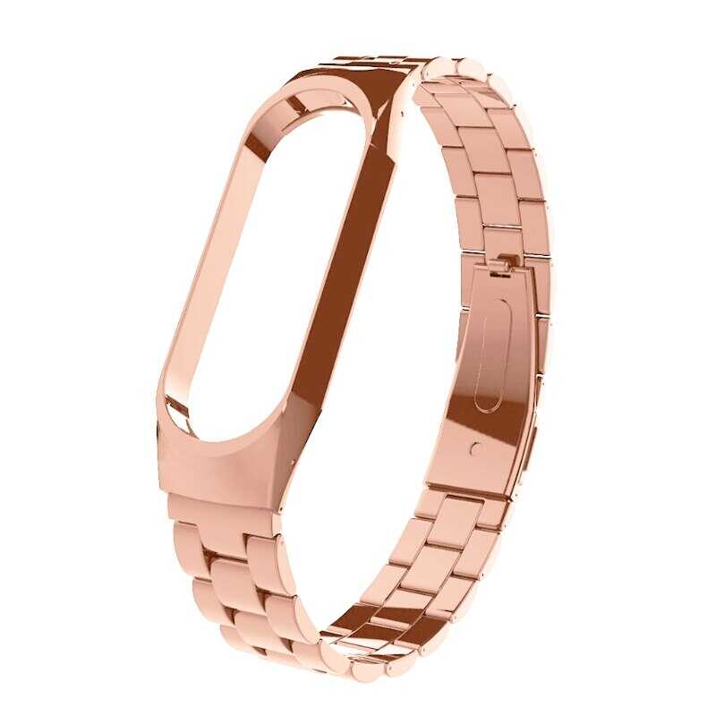 Xiaomi Uyumlu Mi Band 5 Boss Metal Kordon-Rose gold