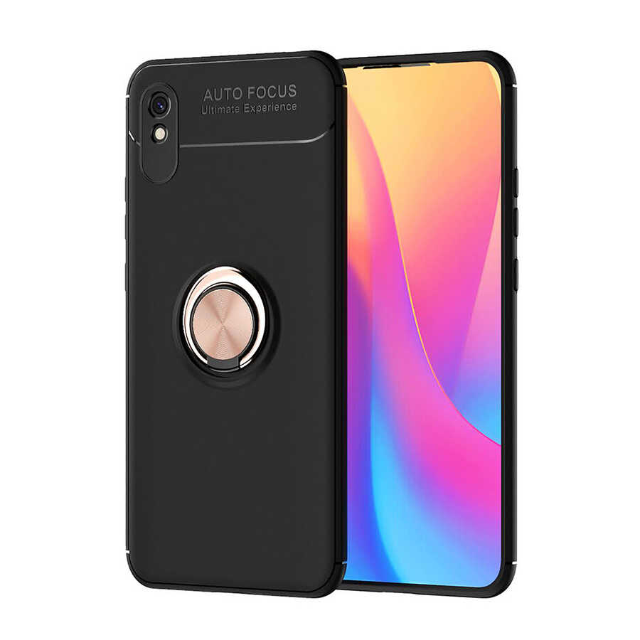 Xiaomi Uyumlu Redmi 9A Kılıf Tuhatu Ravel Silikon Kapak-Siyah-rose gold