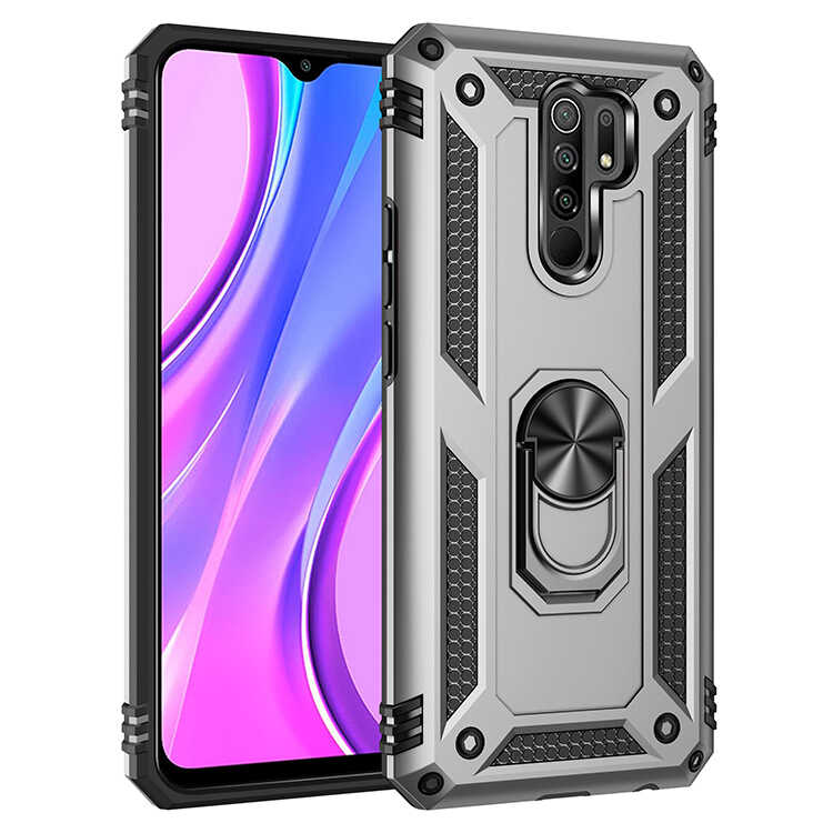 Xiaomi Uyumlu Redmi 9 Kılıf Tuhatu Tank Kapak-Gri