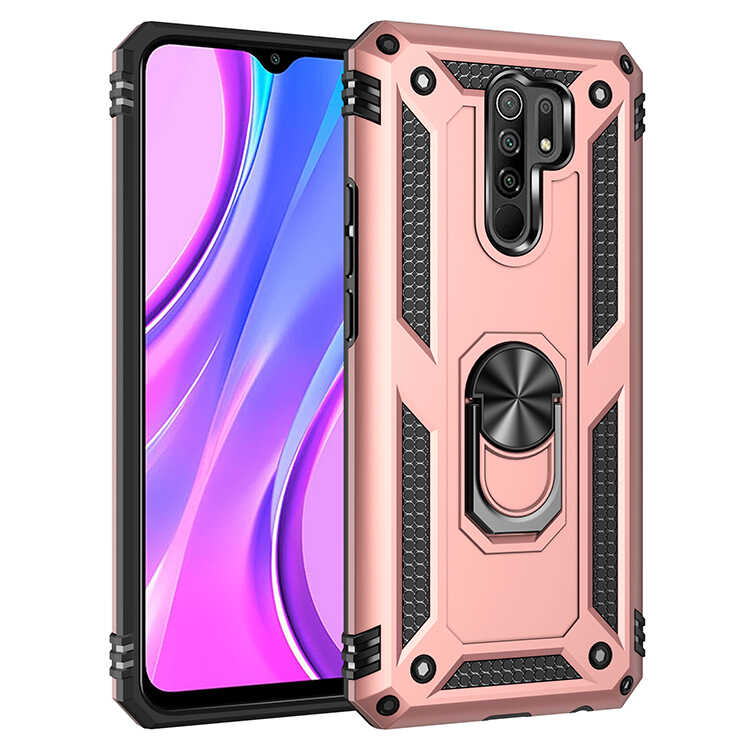 Xiaomi Uyumlu Redmi 9 Kılıf Tuhatu Tank Kapak-Rose gold