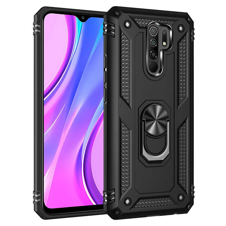 Xiaomi Uyumlu Redmi 9 Kılıf Tuhatu Tank Kapak-Siyah