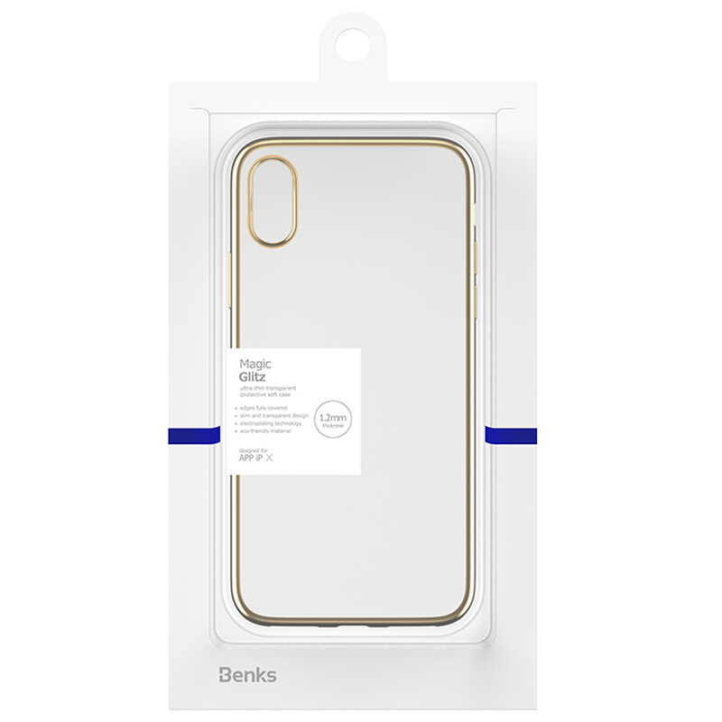 iPhone Uyumlu X Benks Magic Glitz Ultra-Thin Transparent Protective Soft Kapak-Gold