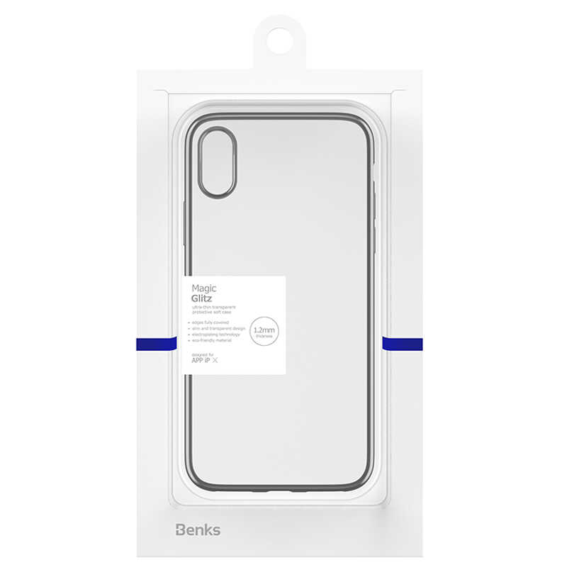 iPhone Uyumlu X Benks Magic Glitz Ultra-Thin Transparent Protective Soft Kapak-Siyah