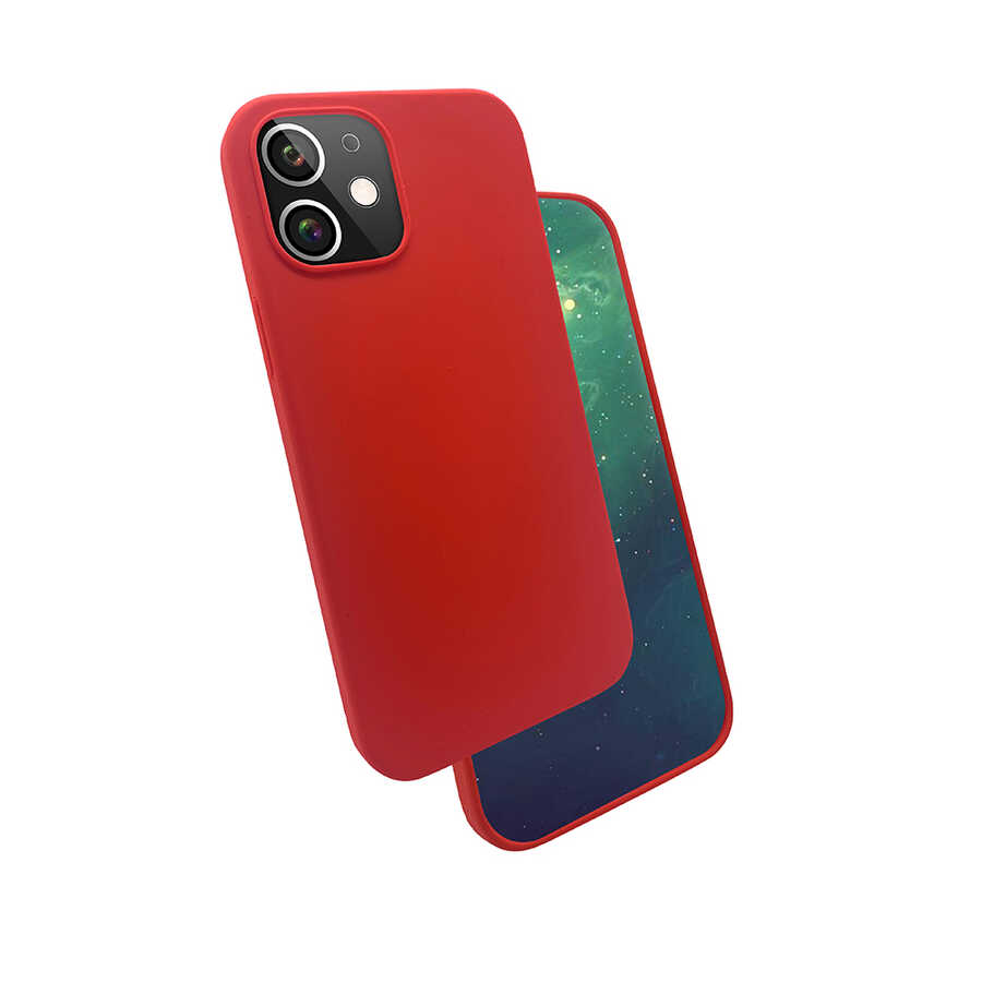 iPhone Uyumlu 12 Mini Kılıf Tuhatu Silk Silikon-Kırmızı