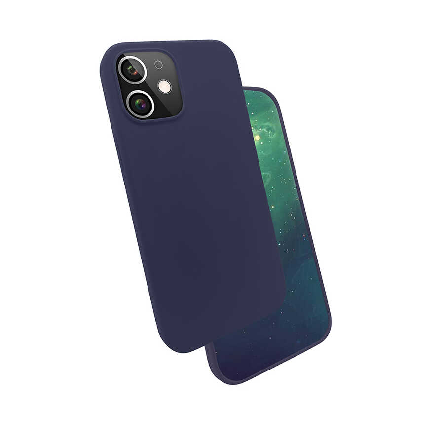 iPhone Uyumlu 12 Mini Kılıf Tuhatu Silk Silikon-Lacivert