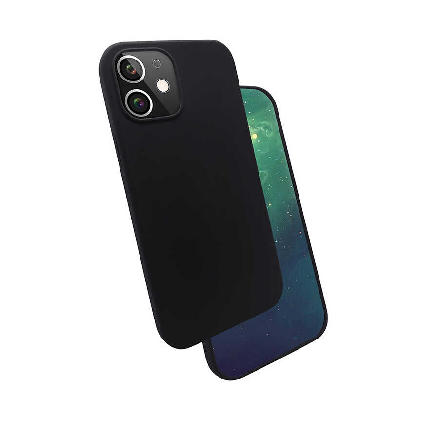 iPhone Uyumlu 12 Mini Kılıf Tuhatu Silk Silikon-Siyah