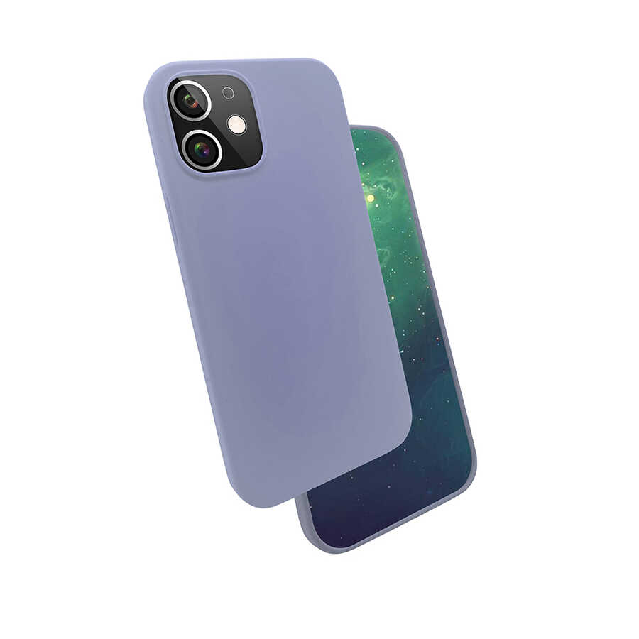 iPhone Uyumlu 12 Kılıf Tuhatu Silk Silikon-Lila