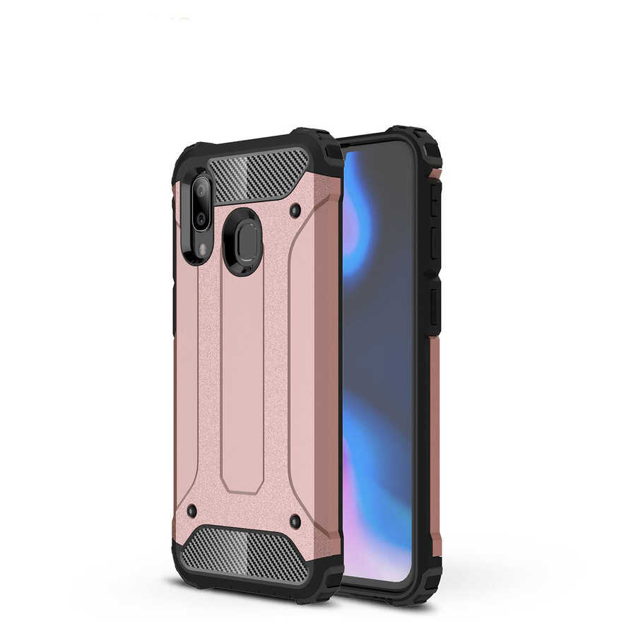 Galaxy Uyumlu A40 Kılıf Tuhatu Crash Silikon Kapak-Rose gold